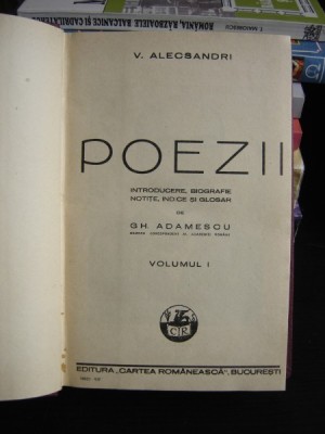 POEZII - V. ALECSANDRI VOLUMUL I foto