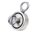 Magnet neodim oală D 48 mm cu două c&acirc;rlige inelare și două fețe x 70 kg - magnet fishing