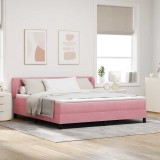 Cumpara ieftin Pat cu arcuri cu headboard Roz 180 x 200 cm Catifea