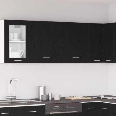Gossi dulapuri suspendate - 2 pachete - stejar negru, 100x31x60 cm - fabricate din lemn prelucrat foto
