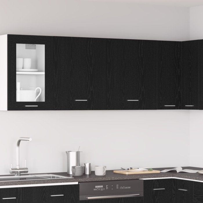 Gossi dulapuri suspendate - 2 pachete - stejar negru, 100x31x60 cm - fabricate din lemn prelucrat