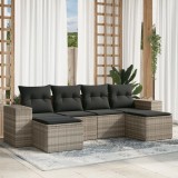 Cumpara ieftin Set canapele de grădină cu perne, 6 piese gri deschis poliratan