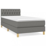 Cumpara ieftin Pat box spring cu saltea, gri inchis, 80x200 cm, textil
