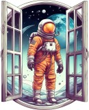 Cumpara ieftin Sticker decorativ, Astronaut, Portocaliu, 73 cm, 8382ST, Oem