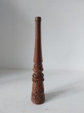 ** Pipa de lemn pentru trabuc Shiva Chillum Pipe, facuta manual, sculpatata, 18cm lungie x 3cm diametru max