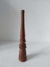 ** Pipa de lemn pentru trabuc Shiva Chillum Pipe, facuta manual, sculpatata, 18cm lungie x 3cm diametru max