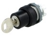 Comutator Rotativ cu Cheie 22mm 2 Pini Negru
