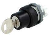 Comutator Rotativ cu Cheie 22mm 2 Pini Negru