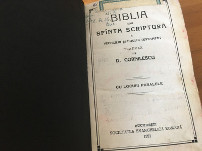 Princeps! BIBLIA CORNILESCU 1921- COPERTI ORIGINALE/ STARE EXCELENTA ! foto