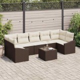 Cumpara ieftin Set de canapele pentru grădină 8 pcs Maro, Crem 55 x 55 x 37 cm