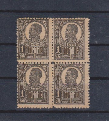 LP 72 / 1920 , Ferdinand - uzuale, 1 ban , h&amp;acirc;rtie război , bloc de 4 , mnh foto