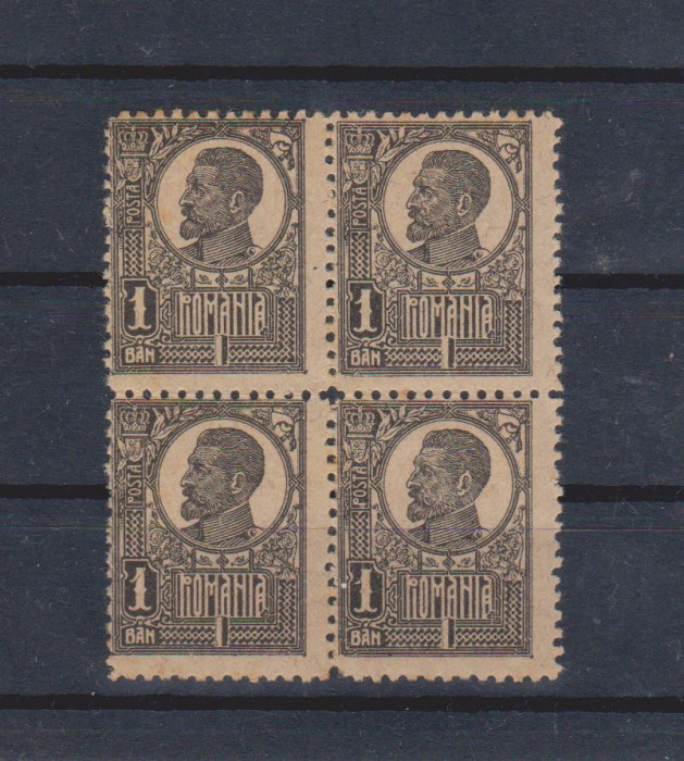 LP 72 / 1920 , Ferdinand - uzuale, 1 ban , h&acirc;rtie război , bloc de 4 , mnh
