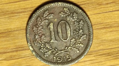 Austria Imperiu Habsburgic -moneda colectie- 10 heller 1915 patina senzationala! foto