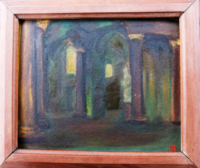 Tablou &ndash; pictură &icirc;n ulei, Interior cu coloane