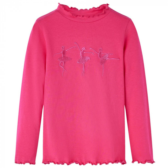 Tricou pentru copii cu m&acirc;neci lungi, roz aprins, 92 13704