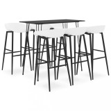 vidaXL Set mobilier de bar, 7 piese, negru și alb 3057396