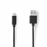 Cablu USB 2.0 USB-A tata - Micro USB tata, 2m, negru, Nedis
