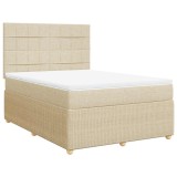 Cumpara ieftin Pat continental cu saltea, crem, 140x200 cm, material textil