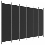 Paravan de cameră cu 6 panouri, negru, 300x200 cm, textil