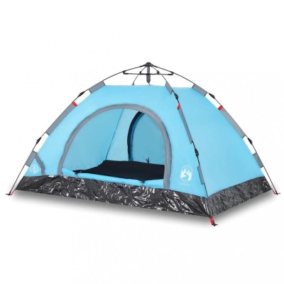 Cort de camping pentru 2 persoane, setare rapida, albastru foto