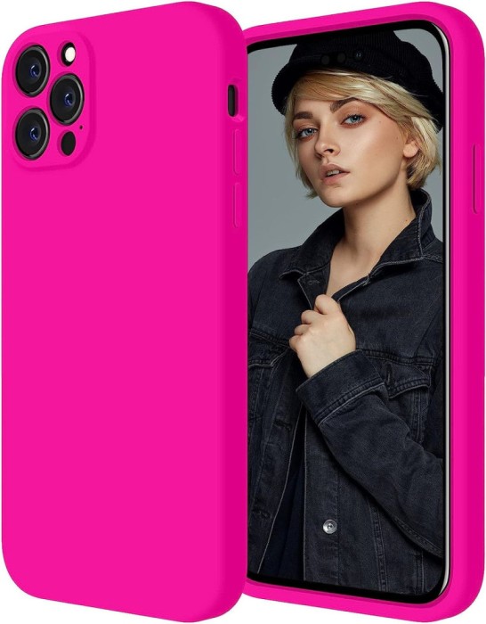 Husa de protectie din silicon pentru Apple iPhone 13 Pro Max, SoftTouch, interior microfibra, Roz Neon