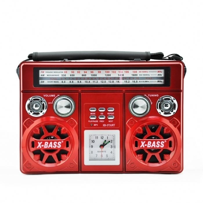 Radio portabil, Bluetooth, AM/FM, conectivitate USB, Retro, card de memorie, rosu