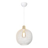 Cumpara ieftin Lustra cu o singura lumina PWL-0977, E27 alb-auriu, 26x70 cm