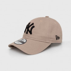 New Era șapcă de baseball din bumbac culoarea bej, cu imprimeu, NEW YORK YANKEES