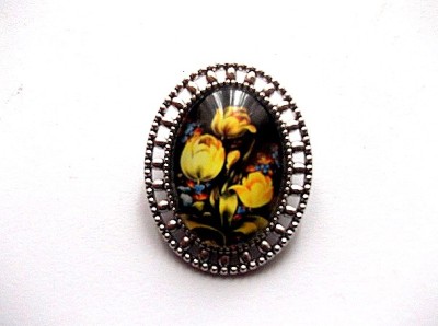 brosa sticla cu model floral lalele galbene 45642 foto