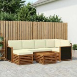 vidaXL Set canapea sectională modulară lemn masiv acacia exterior natural crem