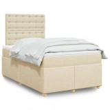 vidaXL Pat box spring cu saltea, crem, 120x200 cm, textil 3291266