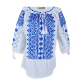 Cumpara ieftin Bluza Tip Ie Alba cu Motiv Floral Albastru - BMG32