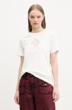 Converse tricou din bumbac femei, culoarea bej, 10027386-A03