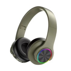 Casti fara fir, conexiune Bluetooth, cu lumini multicolore, pliabile, universale pentru telefoane mobile, verde