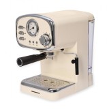 Cumpara ieftin Espressor Retro Heinner, 1100 W, 15 bar, 1.25 l, termometru frontal, carcasa inox/plastic, tava detasabila, Crem