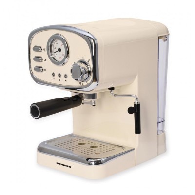 Espressor Retro Heinner, 1100 W, 15 bar, 1.25 l, termometru frontal, carcasa inox/plastic, tava detasabila, Crem foto