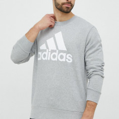 Adidas hanorac de bumbac barbati, culoarea gri, cu imprimeu