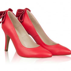 Pantofi piele naturala Jessie Rosu Coral - sau Orice Culoare