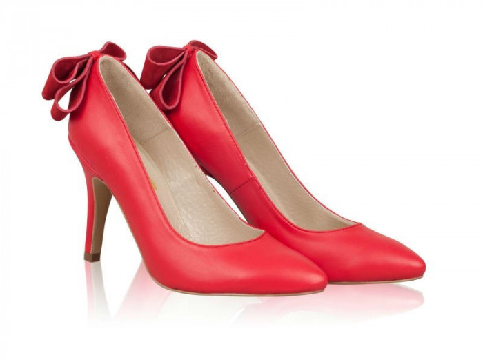 Pantofi piele naturala Jessie Rosu Coral - sau Orice Culoare