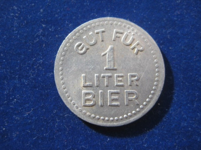 2372-I-J.U.A.P. Bier-Fisa de bere germana, metal 2.5cm. foto