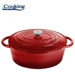 SEMIOALA FONTA EMAILATA OVALA+CAPAC 33.5x26X12 CM, 6L, RED LINE, COOKING
