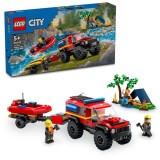LEGO&reg; City - Camion 4x4 si barca de pompieri 60412, 301 piese