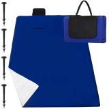 Patura pentru picnic sau plaja, cu folie izolatoare si maner, 135x150cm, albastru Household NewTrend