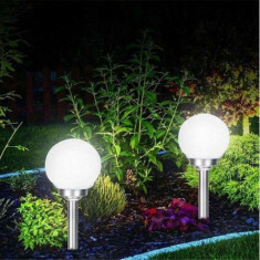 Polifach 4 LED-es kerti Napelemes Lámpa 15cm - Gömb (P-015) #szürke