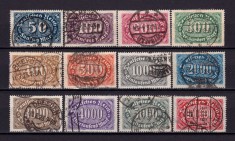 ✅ (S42) Germania Reich 1922 &quot;Cifra in oval&quot; serie completa Michel 246/257, cota 20 &euro; , stampilata