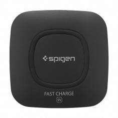 Incarcator Universal Inductie Spigen F301W Wireless Fast Charger 9V Negru foto