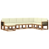 vidaXL Set de canapele de exterior cu pernă 8 pcs Natural și Crem 3385451