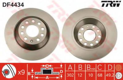 Disc frana AUDI A6 Avant (4F5, C6) (2005 - 2011) TRW DF4434 foto