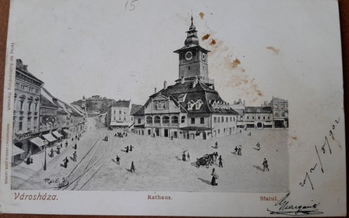 Carte postala, Brasov Primaria, inceput de secol XX