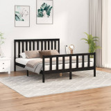 Cadru de pat cu tablie, negru, 160x200 cm, lemn masiv de pin GartenMobel Dekor, vidaXL